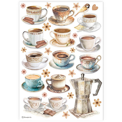 Papier de riz A4 assorti - tasses