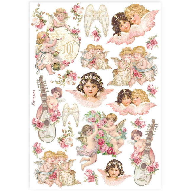 Papier de riz A4 assorti - anges