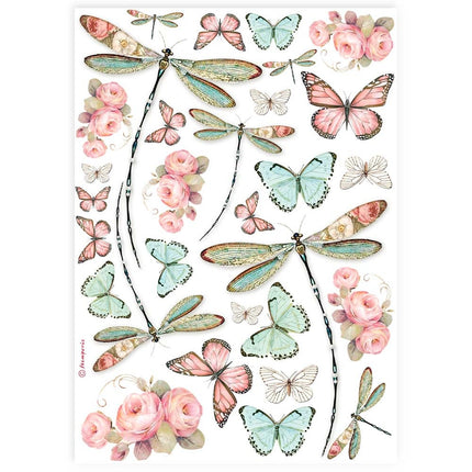 Papier de riz A4 assorti - libellule
