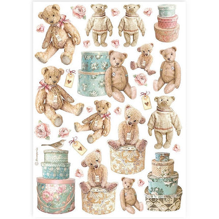 Papier de riz A4 assorti - ours en peluche