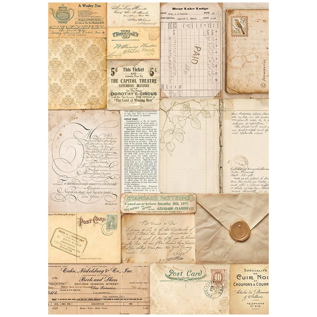 Papier de riz épais A4 - Lettres Harmonie dorée