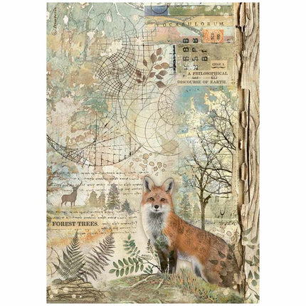 Papier de riz A4 pré-imprimé - Renard de la forêt