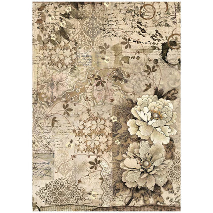 Papier de riz A4 en paquet - fleurs et dentelles Old Lace