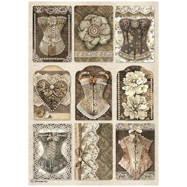 Papier de riz A4 en paquet - corsets Old Lace