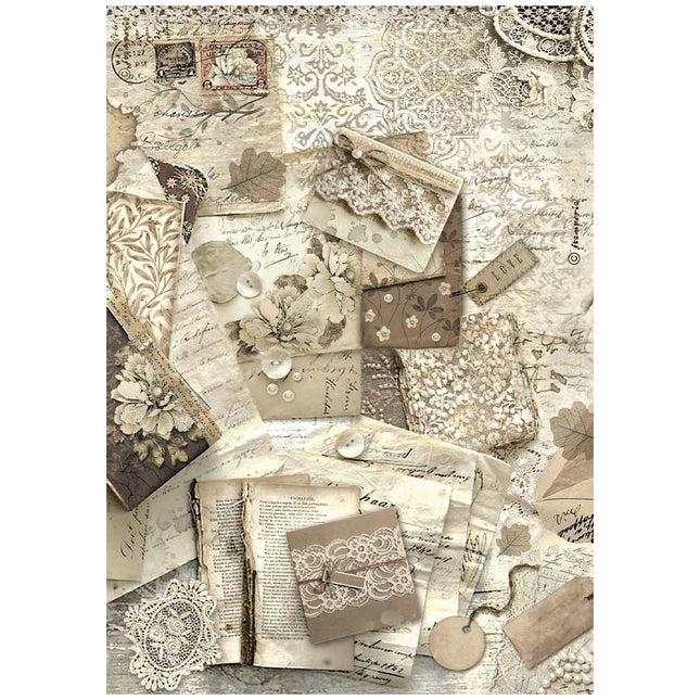 Papier de riz A4 en paquet - lettres Old Lace