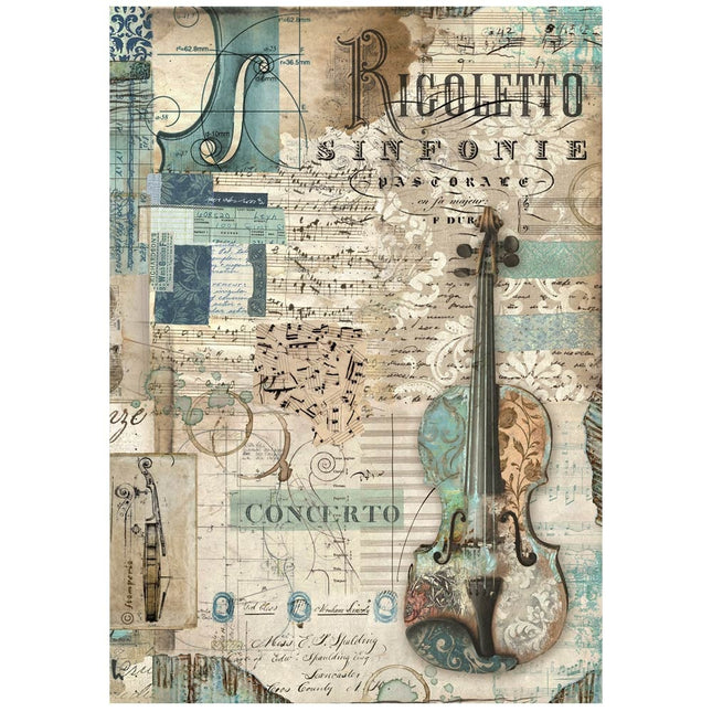 Papier de riz A4 emballé - Violon de musique