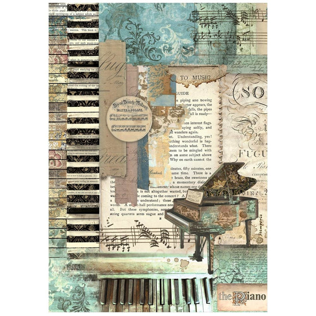 Papier de riz A4 emballé - Piano de musique