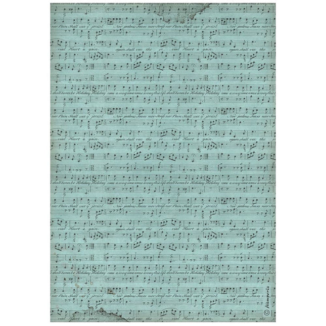 Papier de riz A4 préemballé - Partition de musique en fond