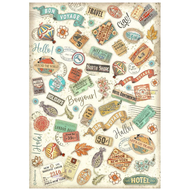 Papier de riz A4 emballé - Art of Travelling étiquettes
