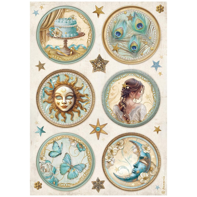 Papier de riz A4 en paquet - Mascarade 6 ronds