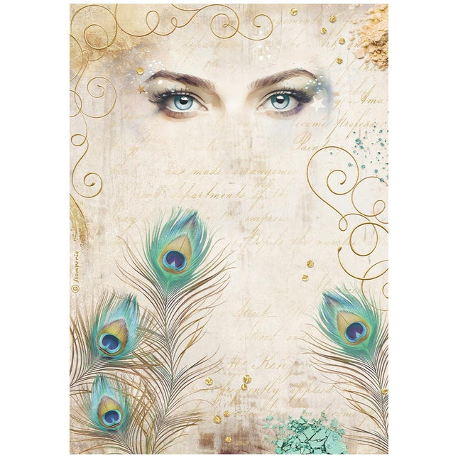 Papier de riz A4 en paquet - yeux et plumes Mascarade