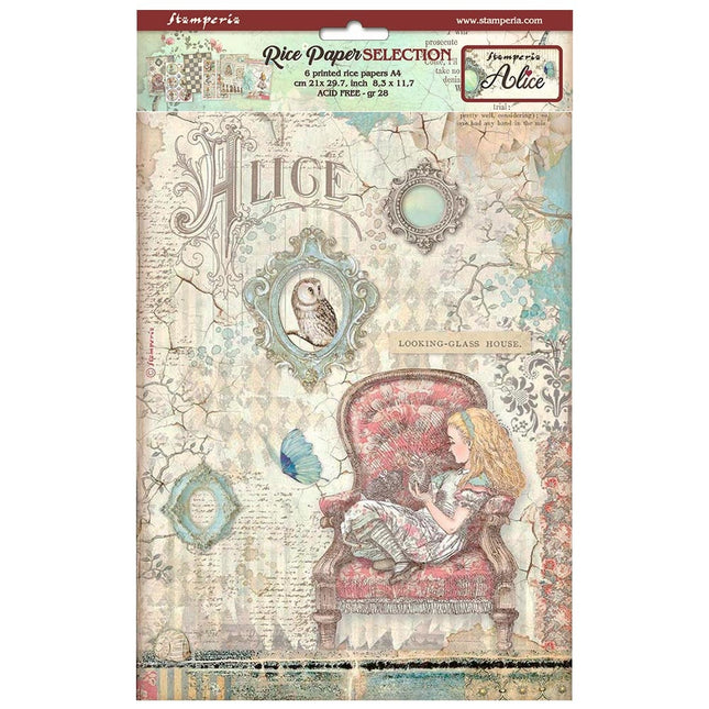Sélection de 6 papiers de riz A4 - Alice Forever