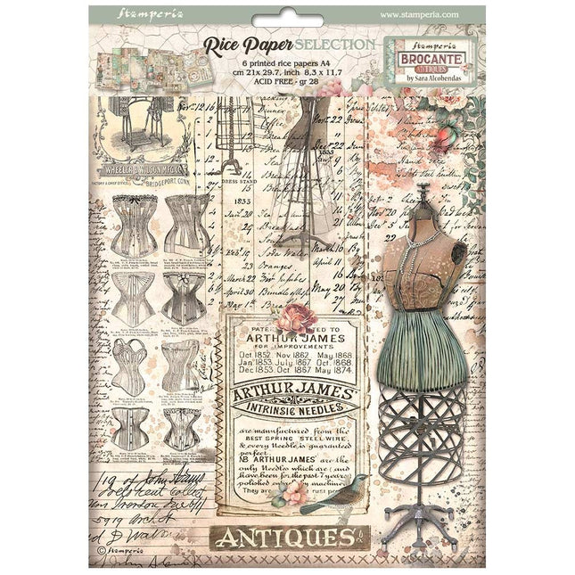 Sélection de 6 papiers de riz A4 - Brocante Antiques