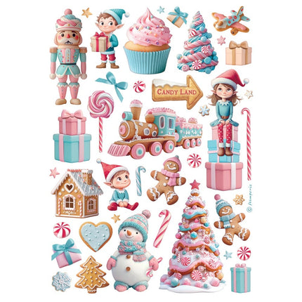 Sélection de 6 papiers de riz A4 - Candy Christmas