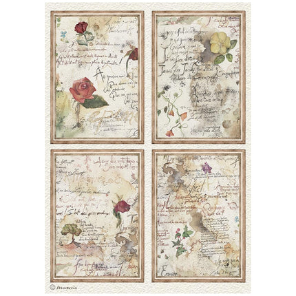 Sélection de 6 papiers de riz imprimés A4 pour arts créatifs - Flowers and Poems