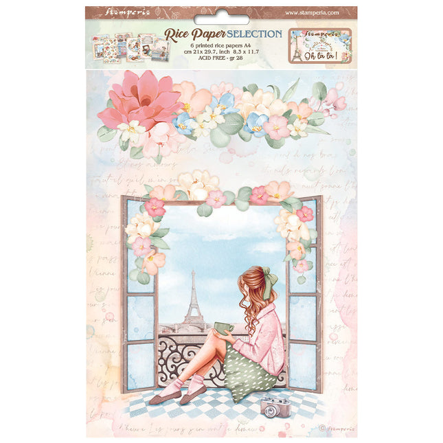 Sélection de 6 papiers de riz A4 - Create Happiness Oh là là
