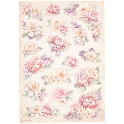 Sélection de 6 feuilles de papier de riz A4 - Romance Forever