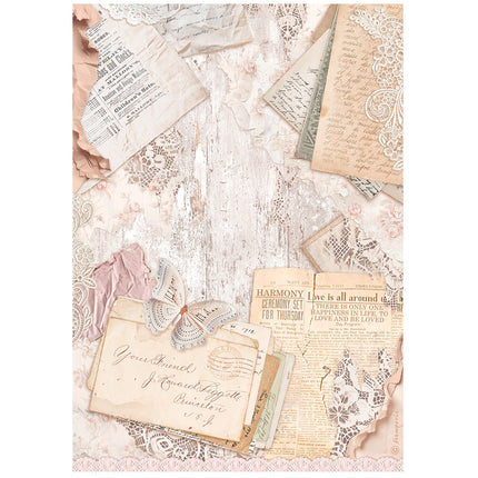 Sélection de 6 feuilles de papier de riz A4 - Romance Forever