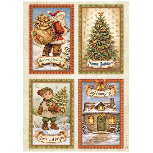 Sélection de 6 papiers de riz imprimés A4 pour loisirs créatifs - Silent Night