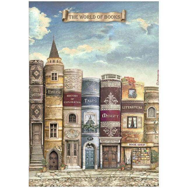 Sélection de 6 papiers de riz A4 - Bibliothèque vintage