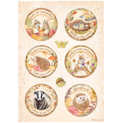 Sélection de 6 papiers de riz A4 - Woodland