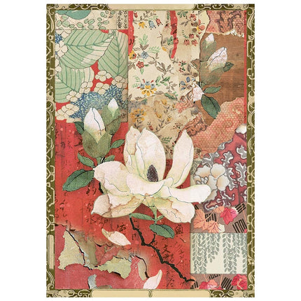 Mini papier de riz imprimé A6, 8 feuilles pour loisirs créatifs - Oriental Garden