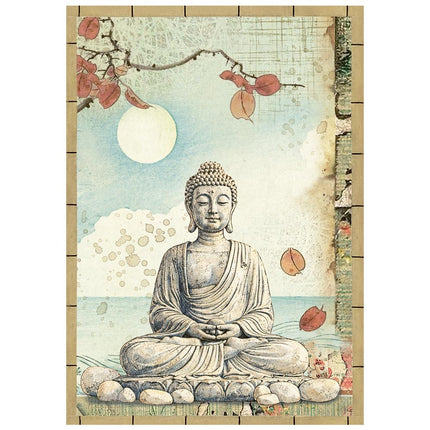 Mini papier de riz imprimé A6, 8 feuilles pour loisirs créatifs - Oriental Garden