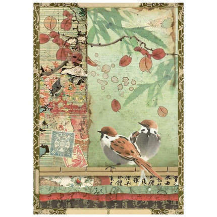 Mini papier de riz imprimé A6, 8 feuilles pour loisirs créatifs - Oriental Garden