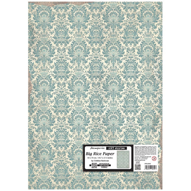 Grand papier de riz 50X70 cm - motif damassé