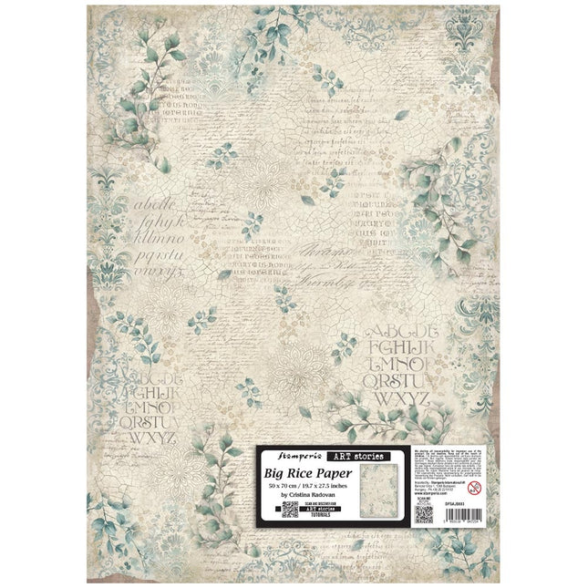 Grand papier de riz 50X70 cm - motif feuilles