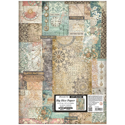 Papier de riz imprimé pour loisirs créatifs 50X70 cm - Jardins du temps, motifs variés