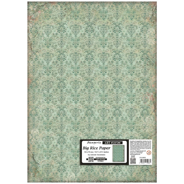Papier de riz imprimé pour les loisirs créatifs et les arts, 50X70 cm - tapisserie verte Gardens of Time