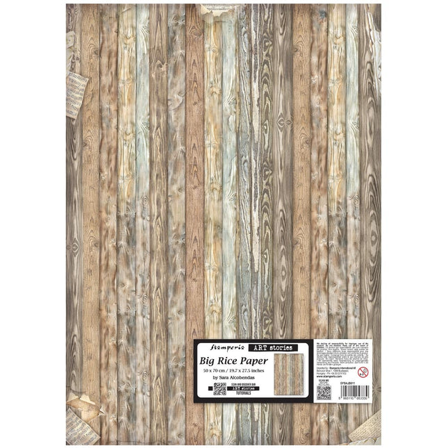 Papier de riz imprimé pour loisirs créatifs, 50X70 cm - motif bois Symphony