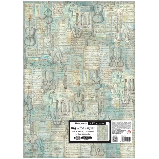 Papier de riz imprimé pour loisirs créatifs, 50X70 cm - motif musical Symphony