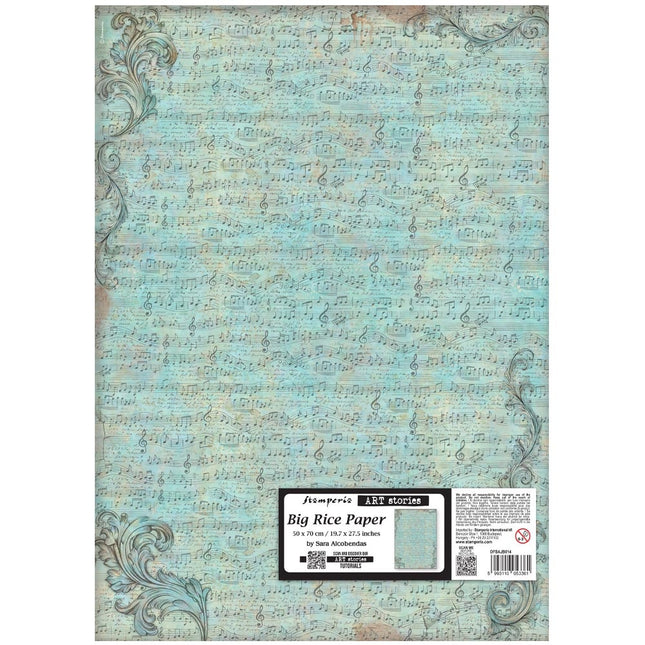 Papier de riz imprimé pour loisirs créatifs, 50X70 cm - motif de partition Symphony