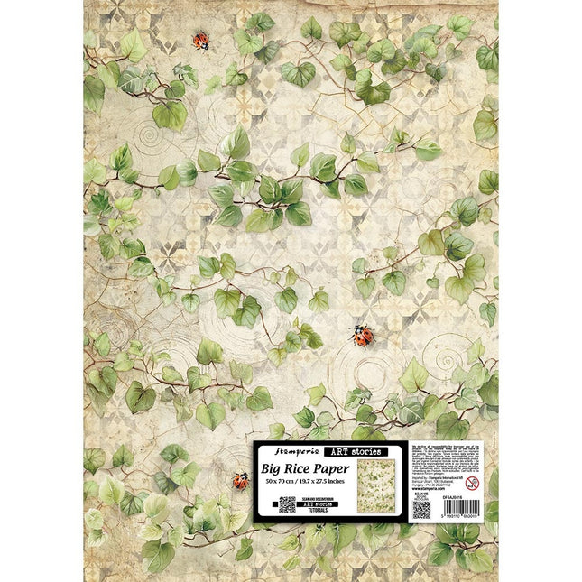 Papier de riz imprimé pour loisirs créatifs cm 50X70 - Lierre tout autour