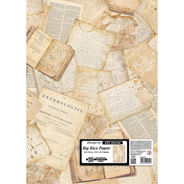 Papier de riz imprimé pour loisirs créatifs cm 50X70 - Lettres tout autour