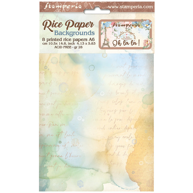 Sélection de 8 fonds en papier de riz A6 - Create Happiness Oh lá lá