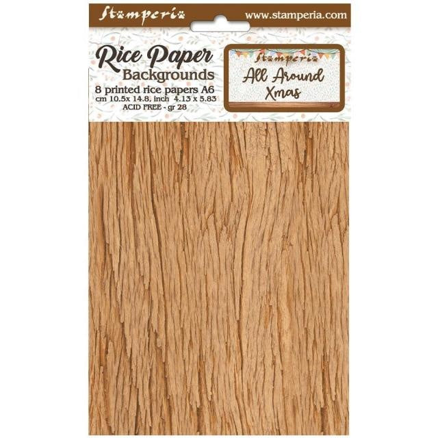 Sélection de 8 papiers de riz A6 à motifs de fond - All Around Christmas