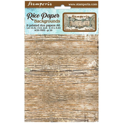 Sélection de 8 papiers de riz A6 à motifs de fond - Songs of the Sea