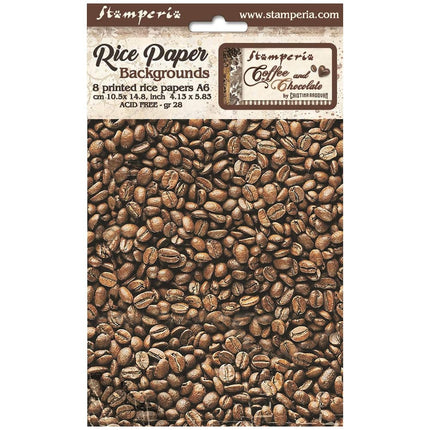 Sélection de 8 fonds en papier de riz A6 - Coffee and Chocolate