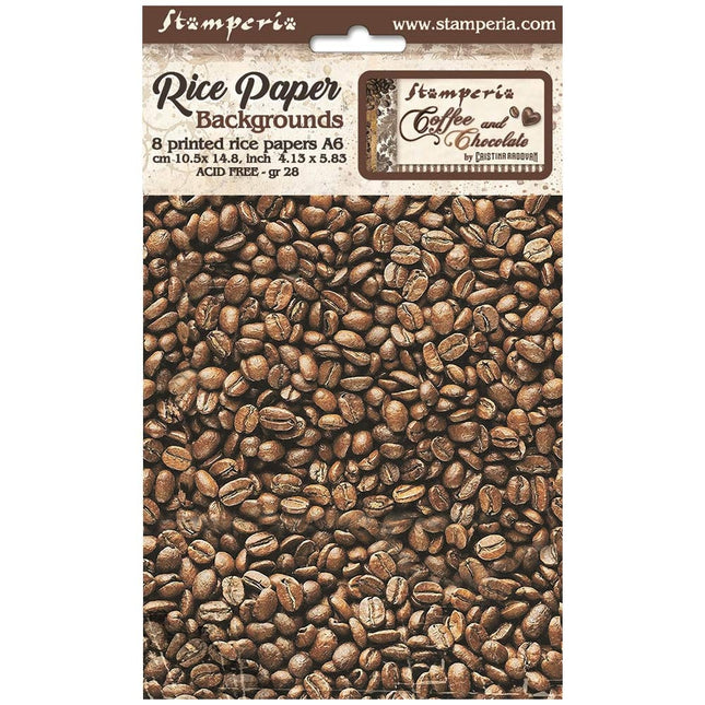 Sélection de 8 fonds en papier de riz A6 - Coffee and Chocolate