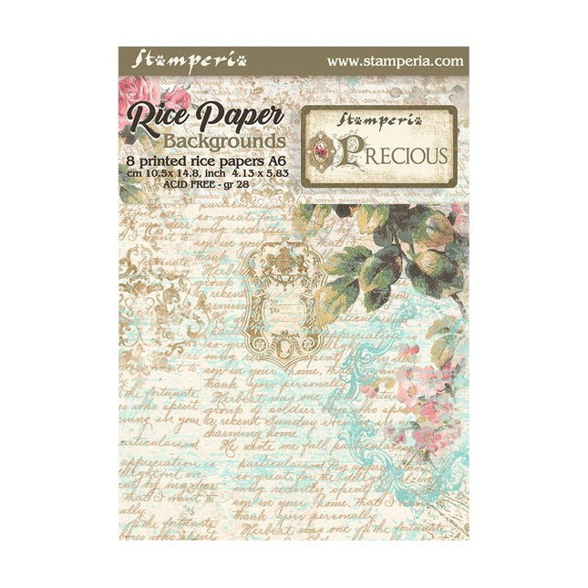 Sélection de 8 fonds en papier de riz A6 - Precious