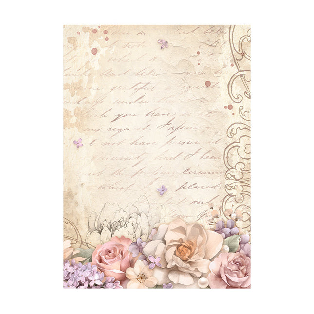 Sélection de 8 fonds en papier de riz A6 - Romance Forever