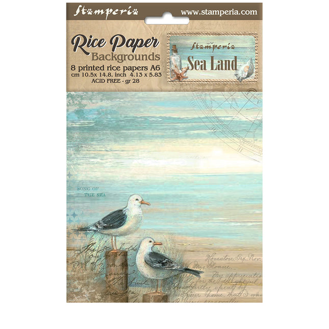 Sélection de 8 fonds en papier de riz A6 - Sea Land