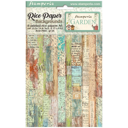 Sélection de 8 fonds en papier de riz A6 - Jardin