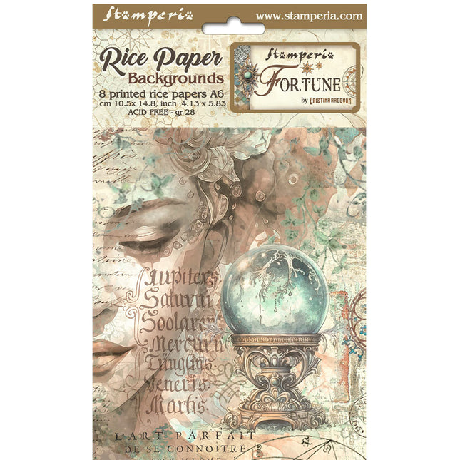Lot de 8 fonds en papier de riz A6 - Fortune