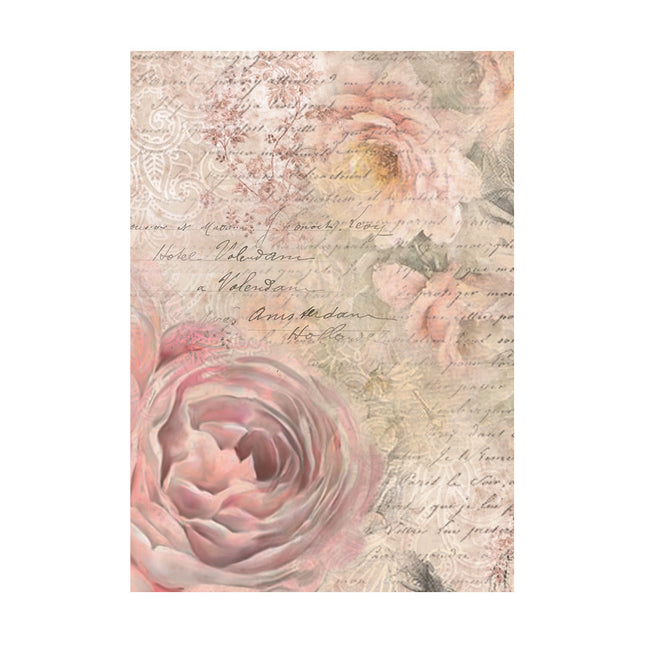 Sélection de 8 fonds en papier de riz A6 - Shabby Rose