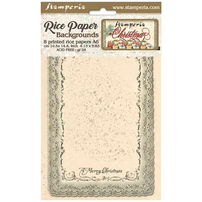 Sélection de 8 papiers de riz A6 pour arrière-plans - Noël classique