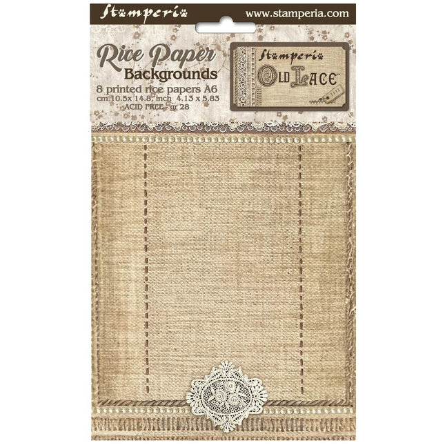 Sélection de 8 fonds en papier de riz A6 - Old Lace
